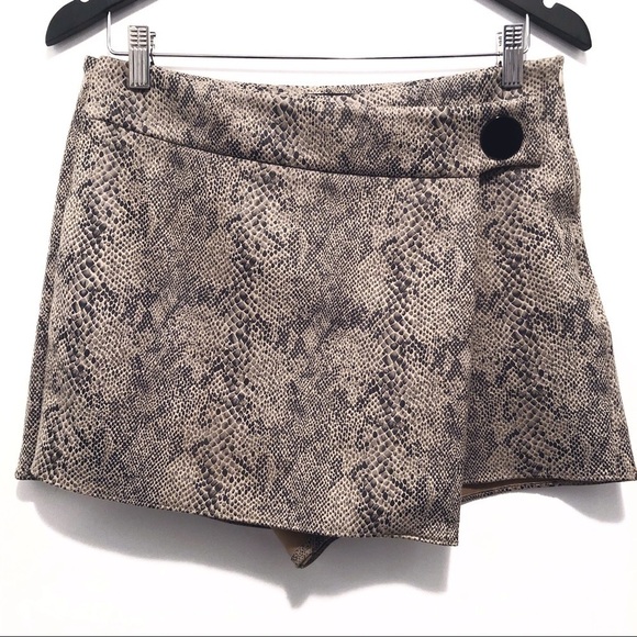 ZARA Snakeskin Print Split Skirt / Skort - Picture 2 of 6
